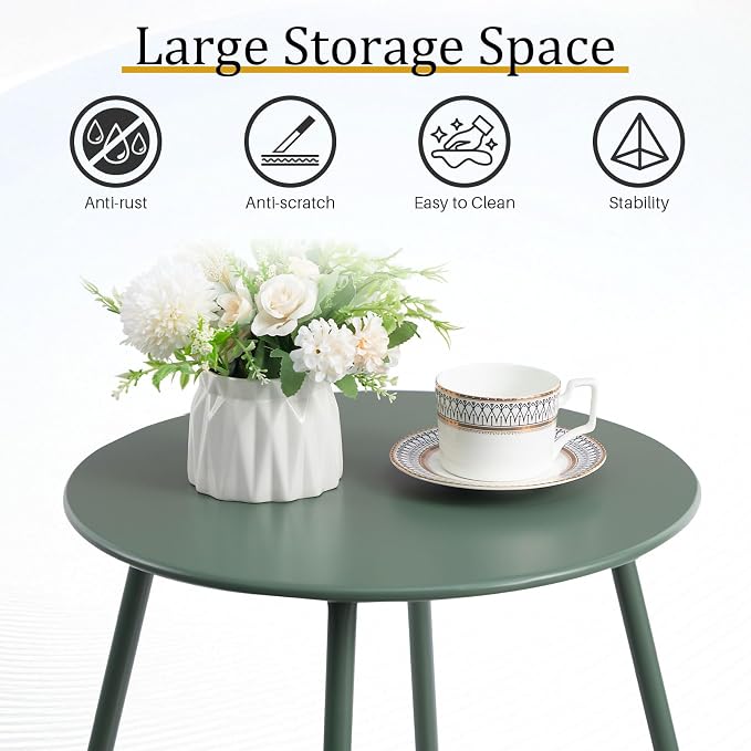 HollyHOME Round Metal Side Table, Rust-Resistant Patio Small Plant Stand - Image 7