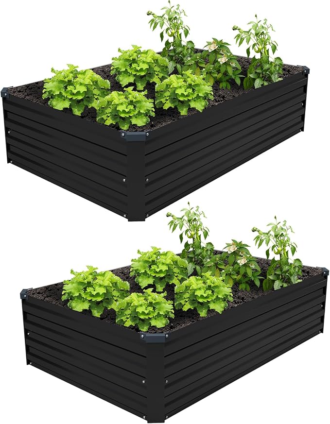 4×3×1FT Galvanized Raised Garden Bed Kit, Metal Planter Boxes, Large Raised by ZUNUDA