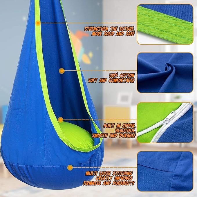 Y- STOP Kids Pod Swing Seat, Hanging Hammock Chair Swing - Image 3