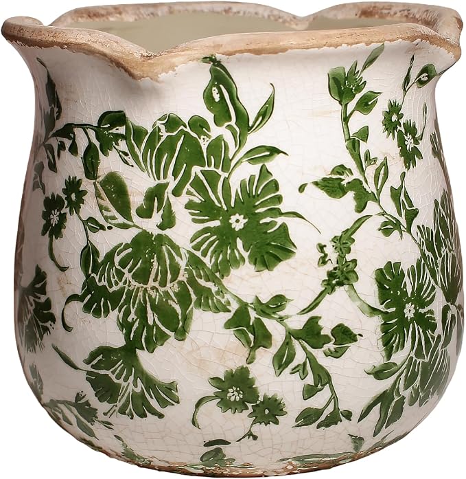 Tuscan Ceramic Plant Pots, 6.11 Inch Vintage Planters by XiaanJiaju