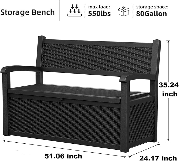 DRATO 75 Gallon Storage Bench Deck Box Outdoor Indoor, Lockable Durable - Image 2