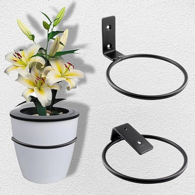 6 Pack 8 inch Flower Pot Holder Ring, Flower Pot Holder Ring Wall Mounted Set - Image 6