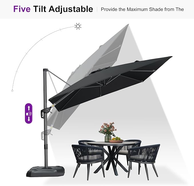 PURPLE LEAF 9 Feet Square Cantilever Umbrella Patio Umbrella - Image 6