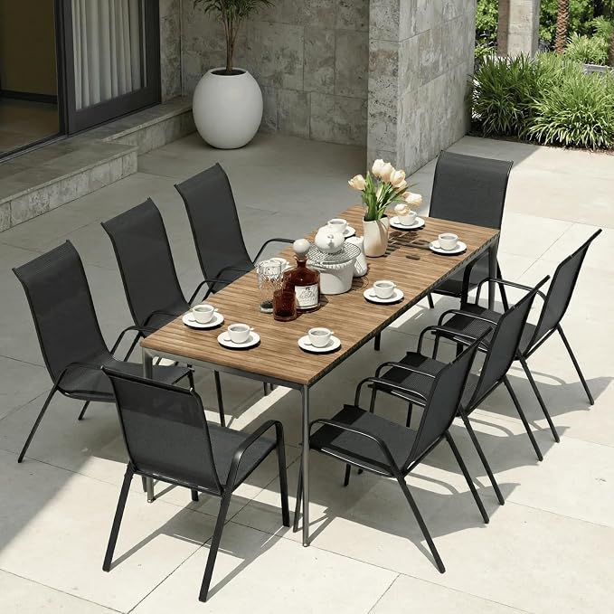 MAMIZO Patio Dining Chairs, Stackable All Weather Teslin Chair, Heavy Duty - Image 9