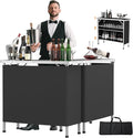 VINGLI 43" Portable Bar Table, 3-Tier Shelves, Mobile Bar Table by VINGLI