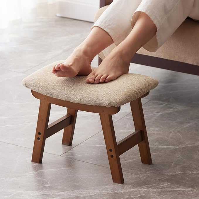 Foot Stool, Bamboo Small Sofa Foot Rest Under Desk, Extra Seating by Kitsanery