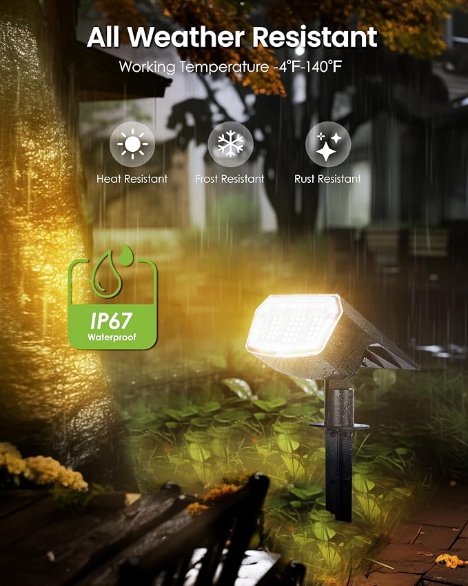 Solar Spot Lights Outdoor IP67 Waterproof 12 Pack, 63 LED 3 Modes Solar - Image 7