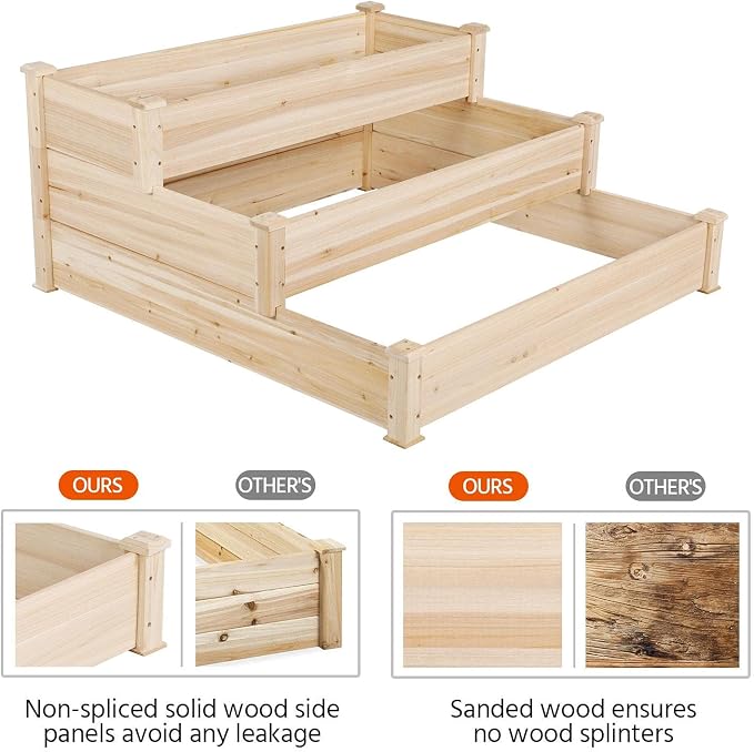 Yaheetech 3 Tier 47 x 47 x 22in Raised Garden Bed Horticulture Outdoor Elevated - Image 4