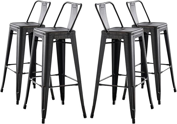 AC Pacific 30” Metal Barstool Set of 4 – Country Rustic Style by ACPacific