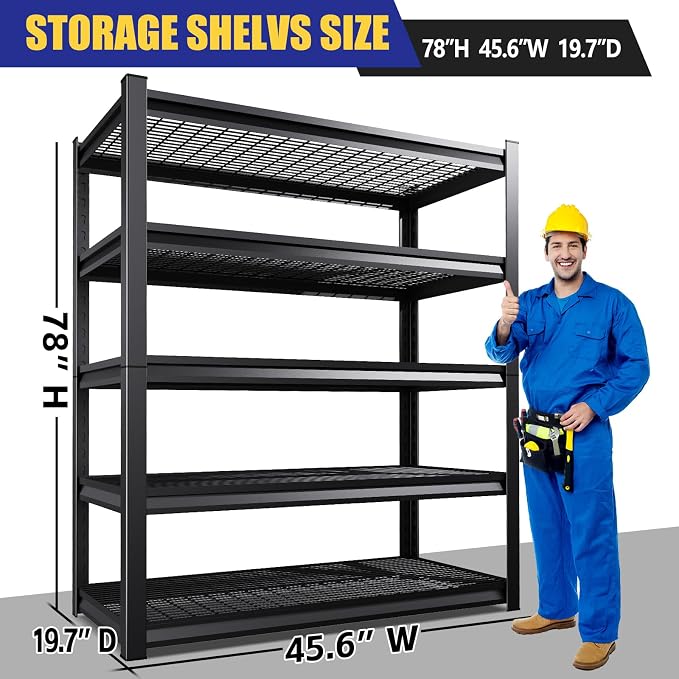 Garage Shelving-3000 lbs 5 Tier Storage Shelves, Adjustable Heavy Duty Metal - Image 3