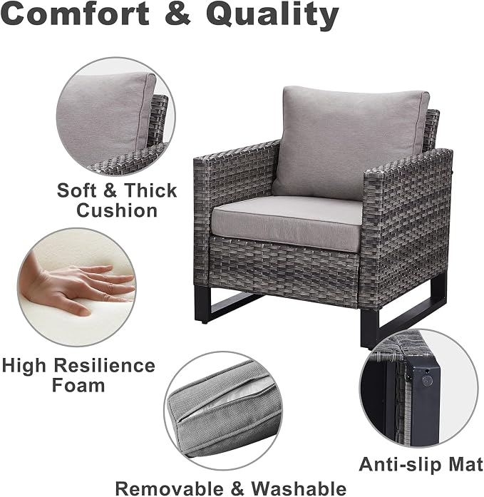 Belord 6 Piece Outdoor Furniture Patio Wicker Sofa Set, Oversize Outdoor Dining - Image 4