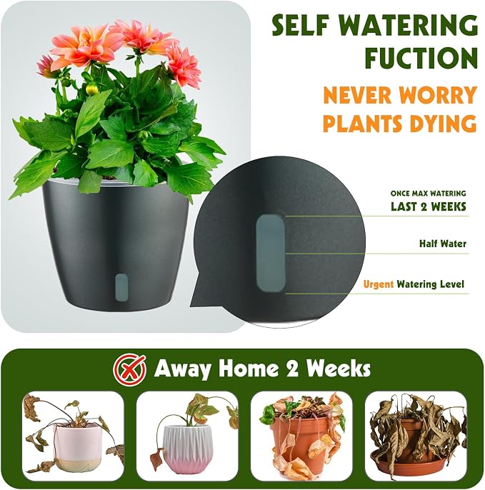 Self Watering Pots for Indoor Plants, Small African Violet Pots - Image 2
