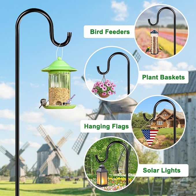 60" Shepherds Hooks for Outdoor, Heavy Duty Bird Feeder Pole for Hummingbird - Image 5