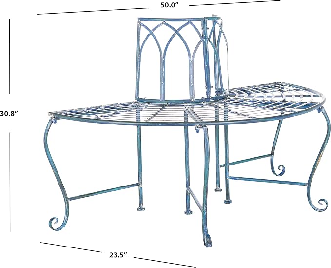 SAFAVIEH Outdoor Furniture Collection – Abia Antique Blue Distressed Wrought - Image 3