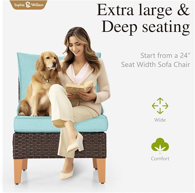 Sophia & William Outdoor Wicker Sectional Sofa Set, 12 Piece Half Moon Curved - Image 5
