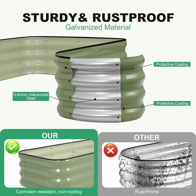 1MORE Raised Garden Bed -4X2X1 Galvanized Planter Box - Image 4
