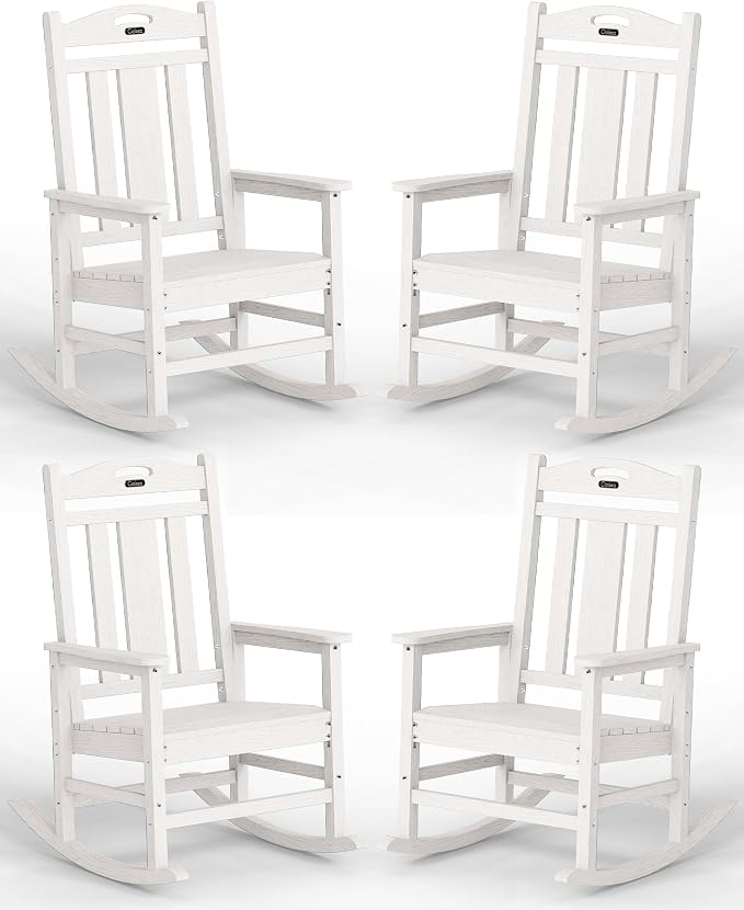 Ciokea Oversized Outdoor Rocking Chairs Set of 4, 380lbs Heavy-Duty Large Patio by CIOKEA