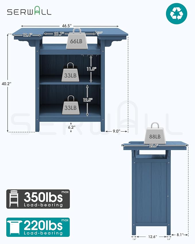 SERWALL Outdoor Bar Table, Patio Bar Cabinet - Image 3