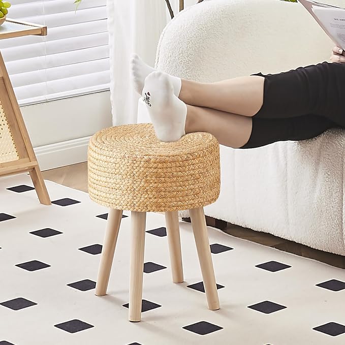 Cpintltr Round Ottoman Footstool Foot Stool Pouf Ottomans - Image 2