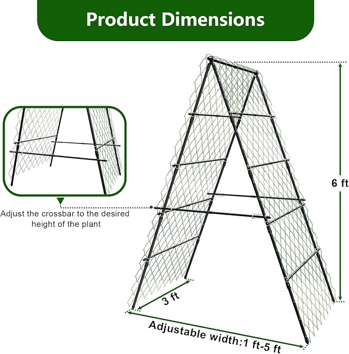 Garden Trellis for Climbing Plants, A-Shape Garden Plant Support Frame for - Image 3