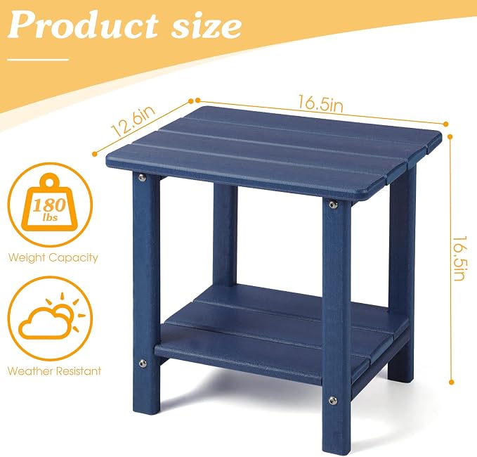 Adirondack Outdoor Side Table, 2-Tier Sturdy Patio End Table Weather Resistant - Image 3