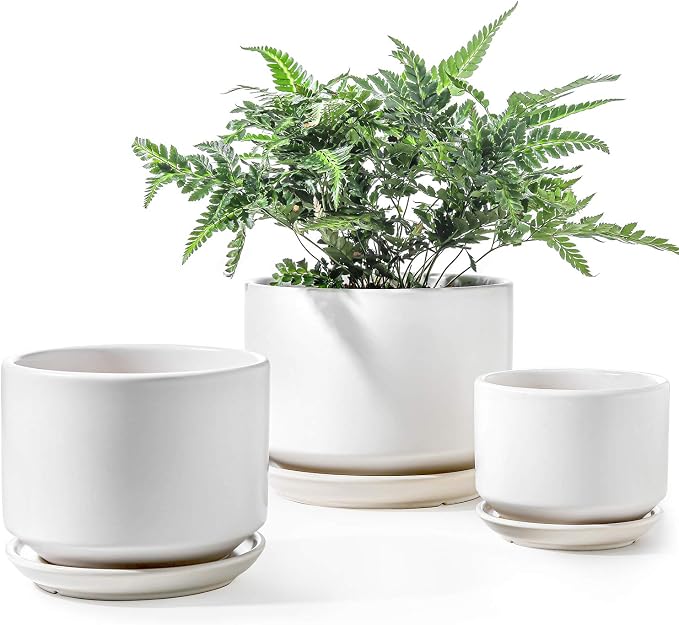 LE TAUCI Ceramic Plant Pots, 4.3+5.3+6.8 inch, Planters by LETAUCI