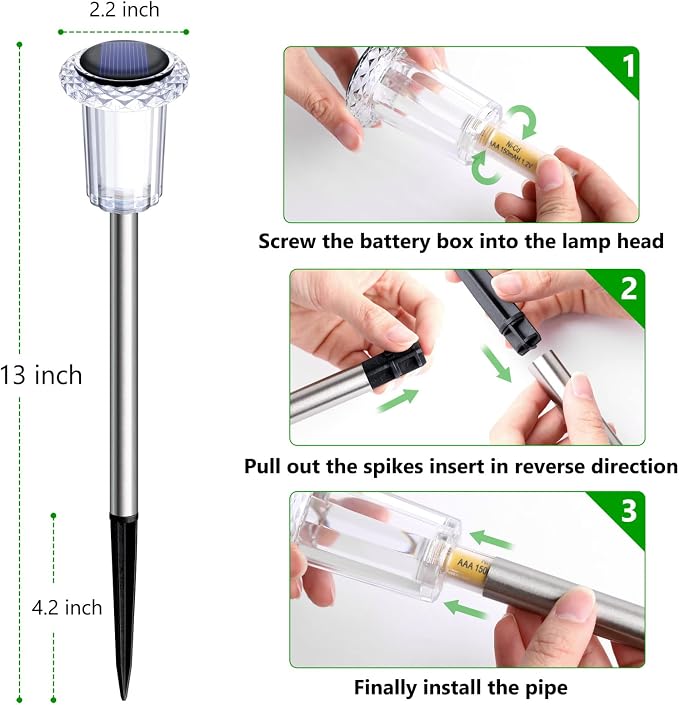 Solar Pathway Lights 10 Pack Christmas Solar Lights Outdoor Waterproof 6000K - Image 5