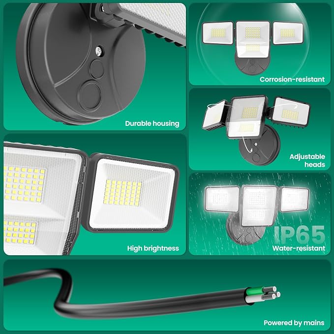 70W 7000LM LED Flood Lights Outdoor 2 Packs, Switch Controlled Security Lights - Image 4