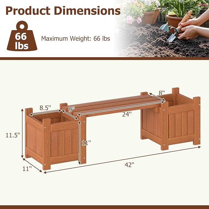 Giantex 2-in-1 Outdoor Bench - Image 3