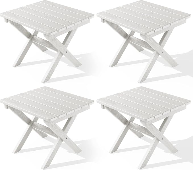 SERWALL Folding Outdoor Side Table Set of 4, Small Adirondack Side Table by SERWALL