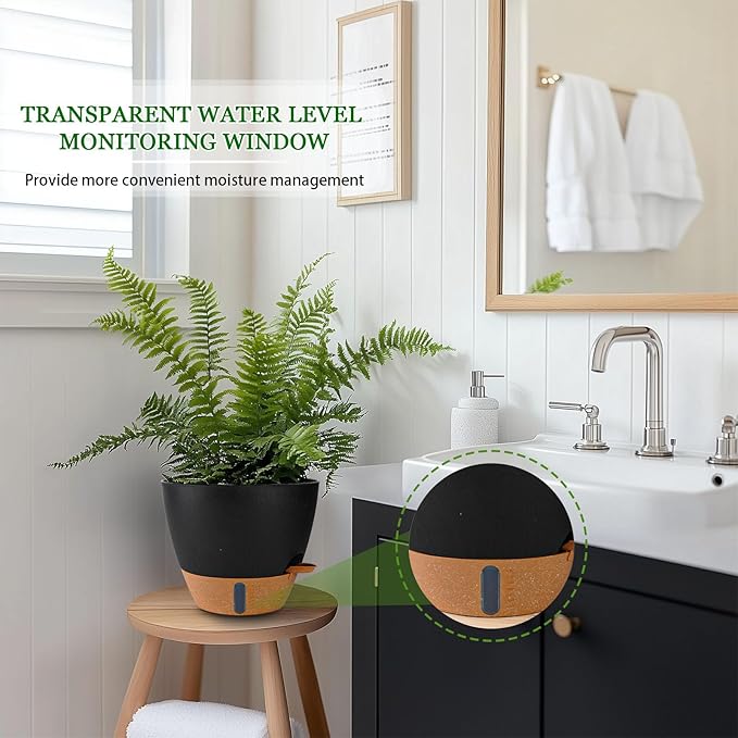 2 Pack 10 inch Plant Pots, Plastic Self Watering Planters - Image 5