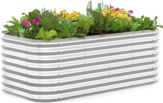 Quictent Raised Garden Bed Kit Oval Galvanized Metal Planter Box Tall by QUICTENT
