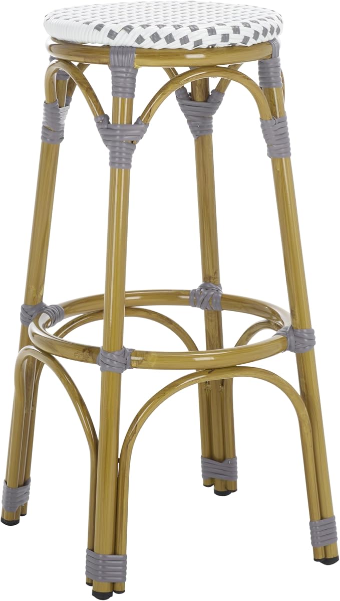 Safavieh Home Collection Kipnuk Grey&White Indoor/ Outdoor Barstool - Image 4