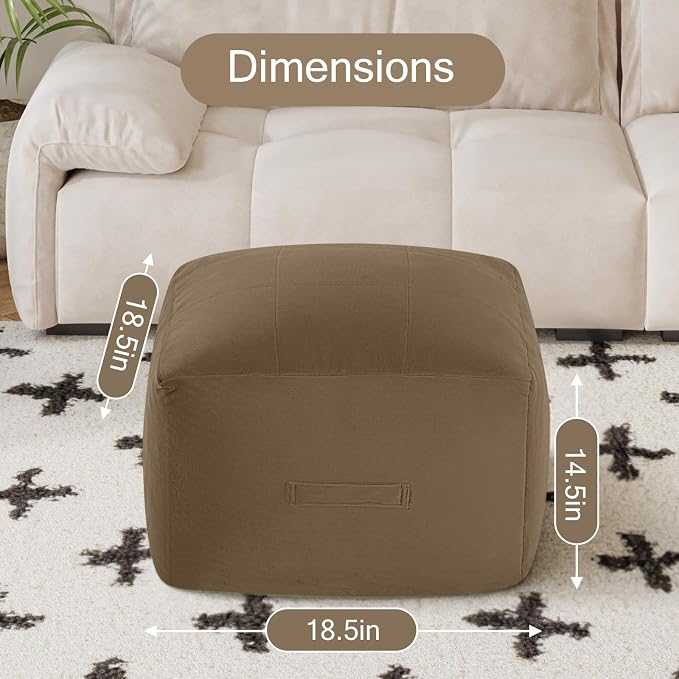 MeMoreCool Square Stuffed Pouf Ottoman Foot Rest, Floor Pouf Foot Stool - Image 2
