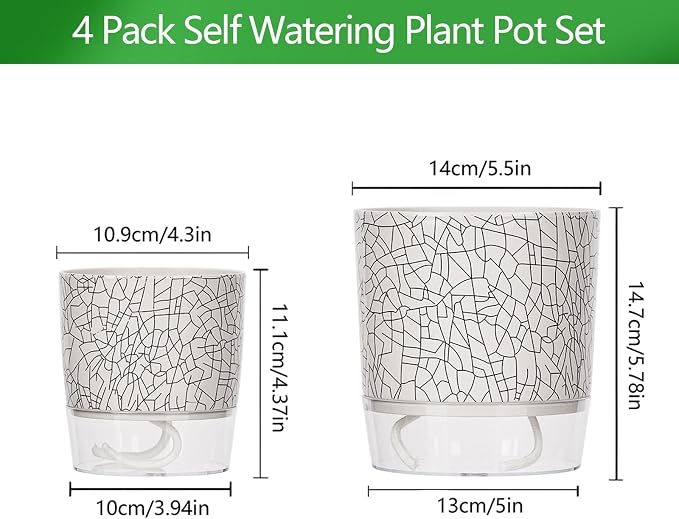 4 Pack Self Watering Pots for Indoor Plants, Plant Pots for African Violet - Image 2