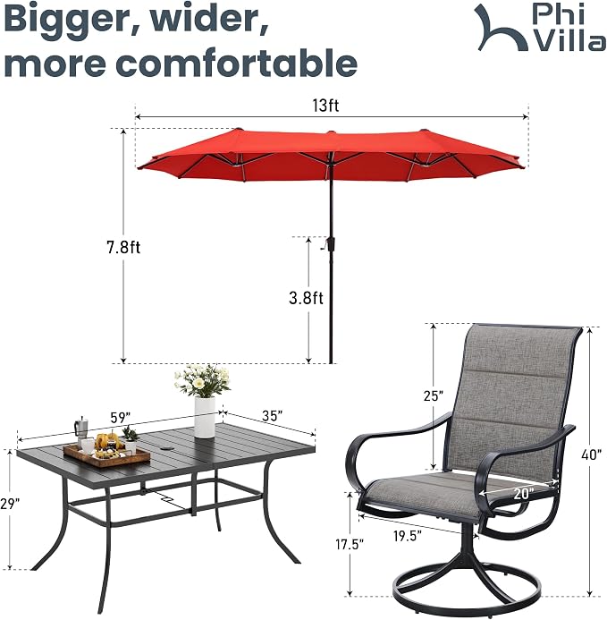 PHI VILLA 8 Piece Patio Dining Set - Image 8
