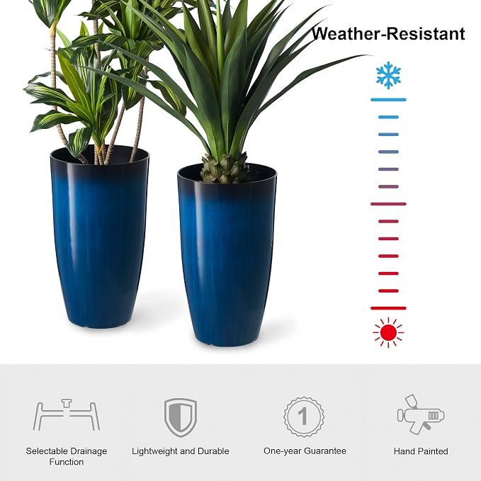 Glitzhome 23.5" H Oversized Tall Round Tapered Planter, Plastic Flower Pots - Image 6