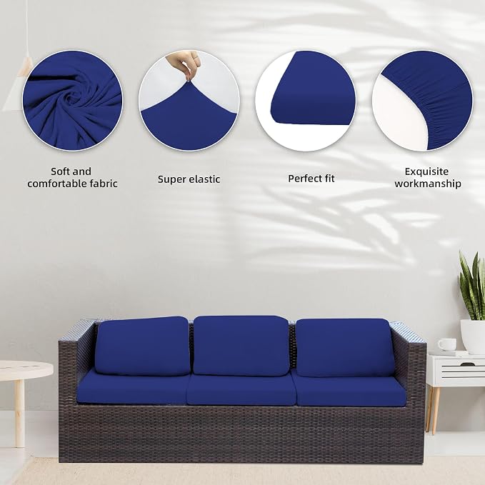 8Pcs Stretch Patio Cushion Covers, Outdoor Couch Covers Replacement, Outdoor - Image 3