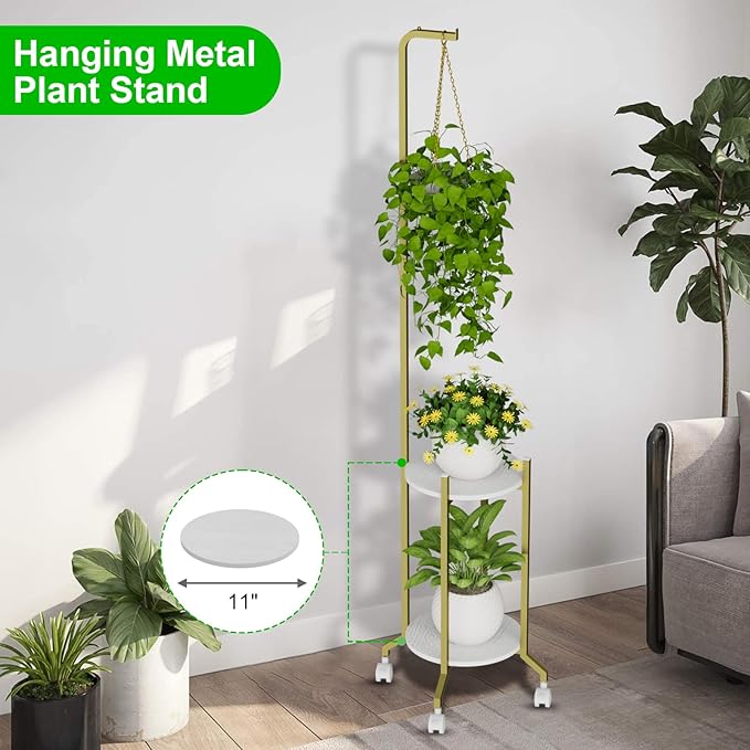 Plant Stand Indoor, 2 Tier Hanging Tall Plant Shelf - Image 2