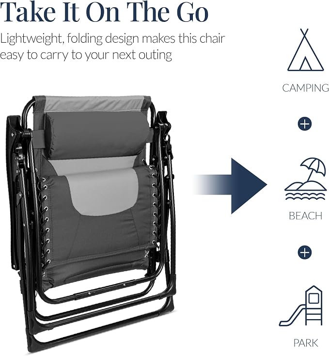 Best Choice Products Oversized Padded Zero Gravity Chair, Folding Outdoor Patio - Image 6