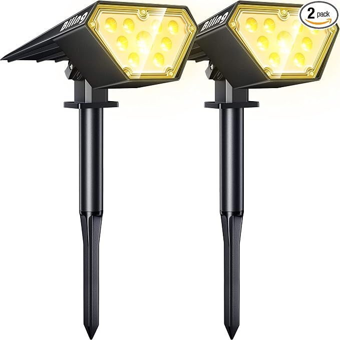 Biling Solar Spot Lights Outdoor, 2-in-1 Solar Landscape Lights 12 LED Bulbs by biling