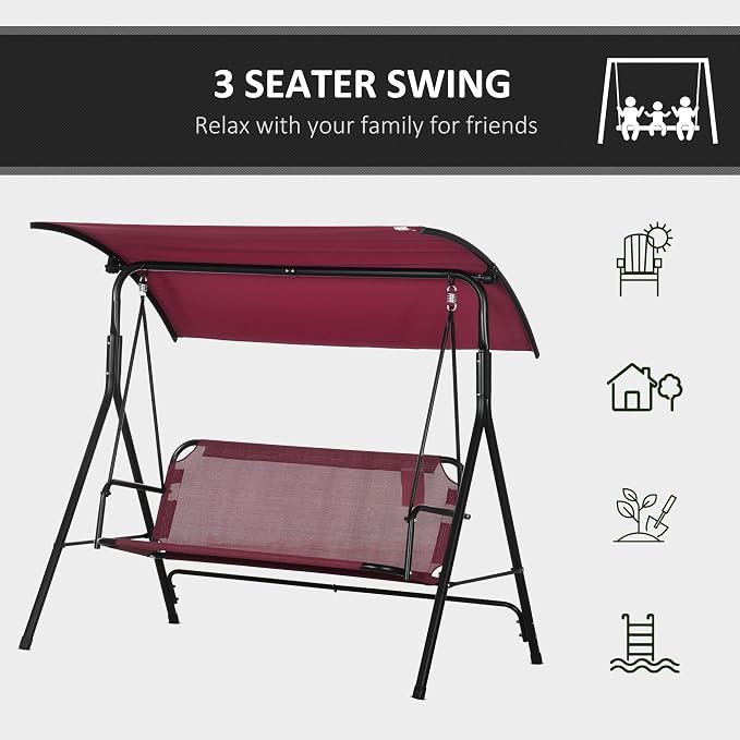 Outsunny 3-Person Porch Swing - Image 5