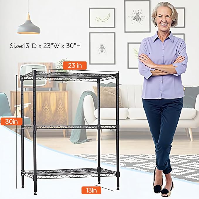 BestOffice 3-Shelf Adjustable Metal Storage Shelves Wire Shelving Unit - Image 3