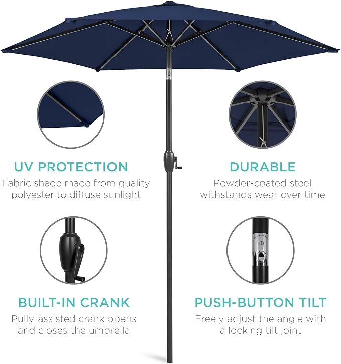 Best Choice Products 7.5ft Heavy-Duty Round Outdoor Market Table Patio Umbrella - Image 5