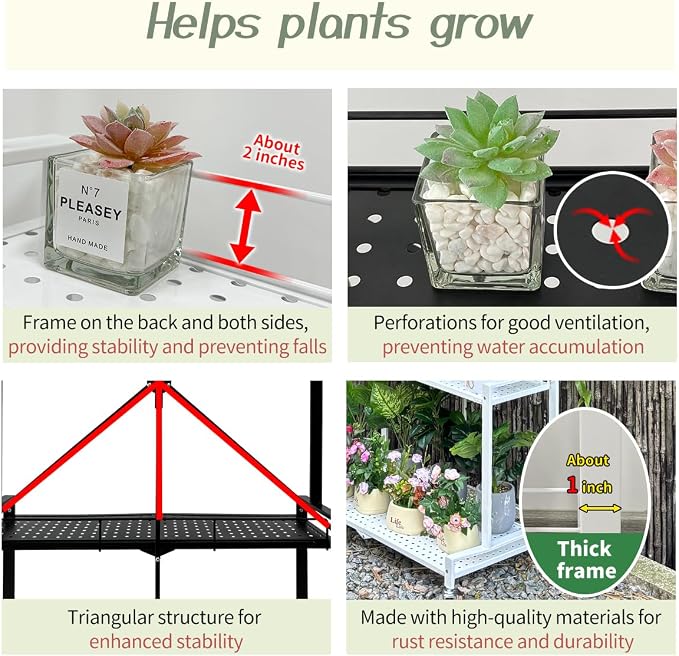 lumizone Foldable 4-Tier Plant Stand Indoor Outdoor Hanging Plant Shelf No - Image 3