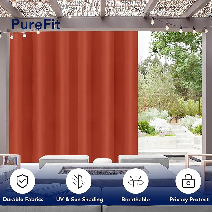 PureFit Outdoor Curtains for Patio Waterproof Weatherproof, UV and Fade - Image 3