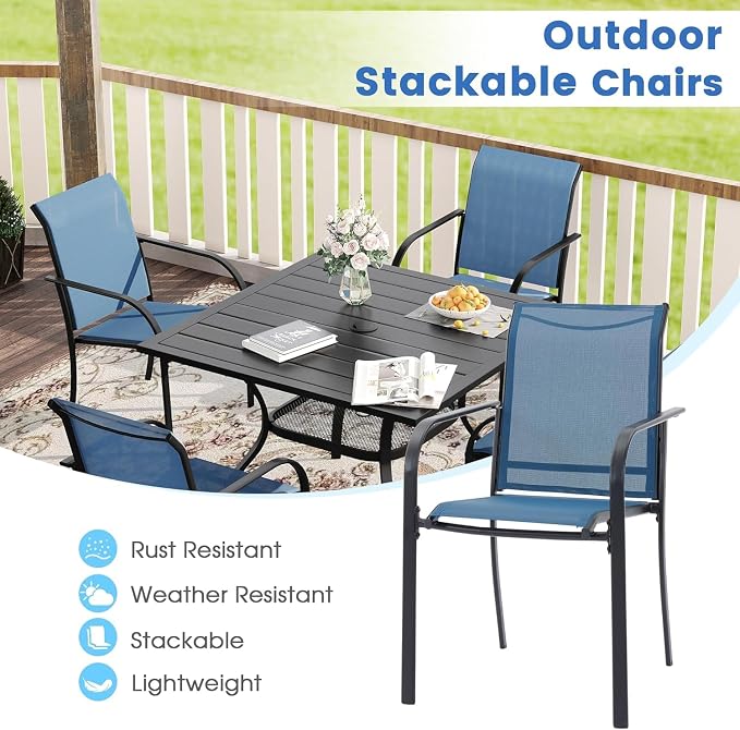 VICLLAX Patio Dining Set for 8, Outdoor Furniture Set Includes 53" Round Patio - Image 3