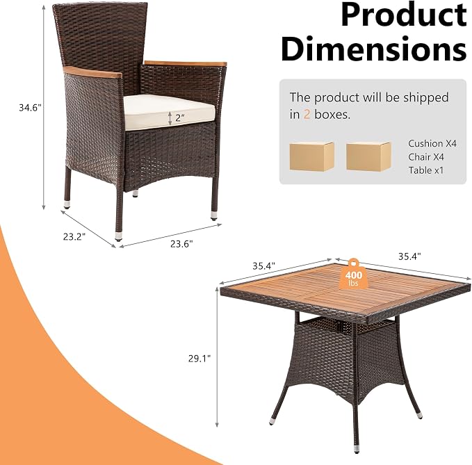 RoyalCraft 5 Piece Patio Wicker Dining Sets - Image 2