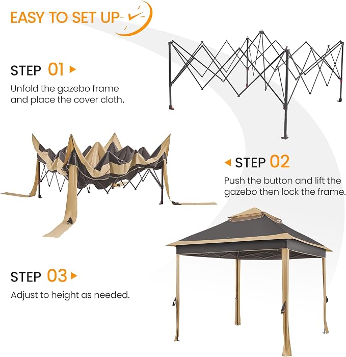 Yaheetech 11x11 Pop Up Gazebo Outdoor Canopy Shelter, Instant Patio Gazebo Sun - Image 7