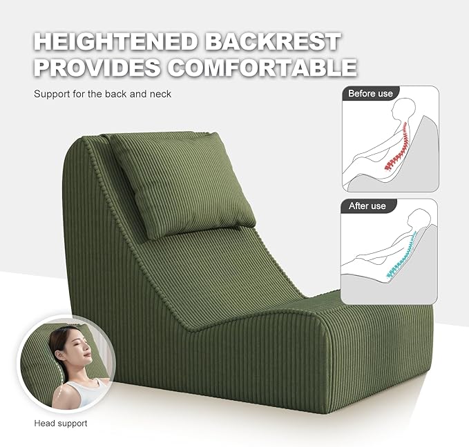 Giant Bean Bag Chair for Adults, Corduroy Chaise Lounge - Image 5